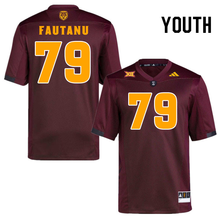 Youth #79 Leif Fautanu Arizona State Sun Devils College Football Jerseys Stitched-Maroon
